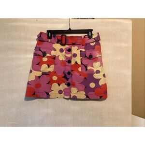 boden mini skirt women’s 8 flower belted pockets button front